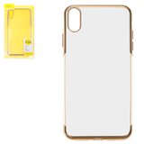 Чохол Baseus для iPhone XS Max, золотистий, прозорий, силікон, #ARAPIPH65-MD0V