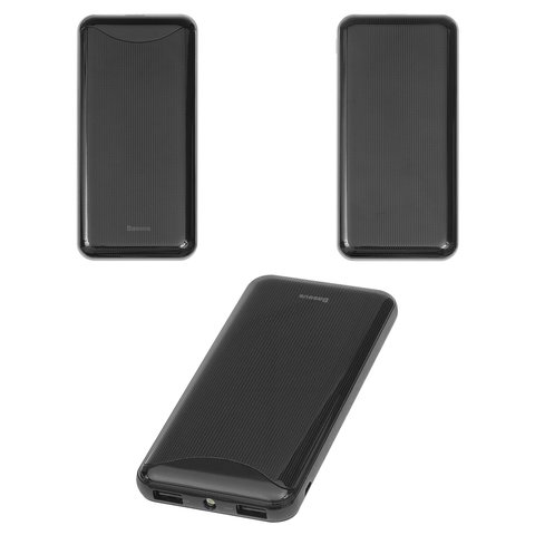 Power bank Baseus BS 10KP104, 10000 мАч, 2 USB выходы 5 V 2,1 A, 145 × 68 × 16 мм, черный, #PPLN A01