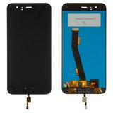 Дисплей для Xiaomi Mi 6, чорний, без рамки, Оригінал (переклеєне скло), зі сканером відбитків пальців (Touch ID), MCE16
