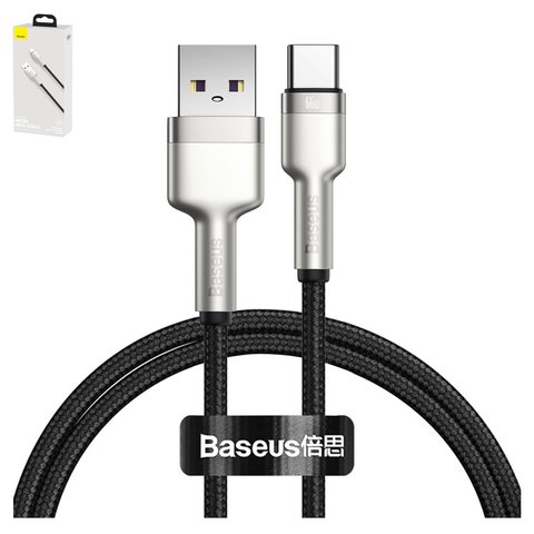 USB кабель Baseus Cafule Series Metal, USB тип C, USB тип A, 100 см, 66 Вт, 6 А, чорний, #CAKF000101