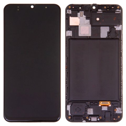 Дисплей для Samsung A305 Galaxy A30, чорний, з рамкою, Оригінал переклеєне скло 