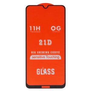 Защитное стекло для Xiaomi Redmi Note 8, совместимо с чехлом, Full Glue, без упаковки , черный, cлой клея нанесен по всей поверхности, M1906G7I, M1906G7G