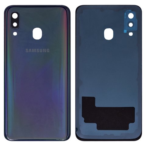 Задня панель корпуса для Samsung A405F DS Galaxy A40, чорна, із склом камери