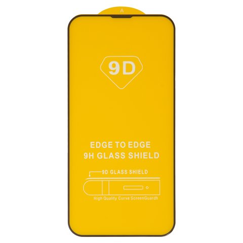 Захисне скло для Apple iPhone 13, iPhone 13 Pro, iPhone 14, сумісне з чохлом, Full Glue, без упаковки , чорний, шар клею нанесений по всій поверхні