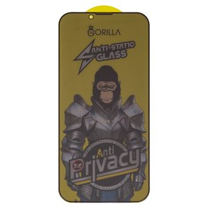 Захисне скло Gorilla для Apple iPhone 13, iPhone 13 Pro, iPhone 14, сумісне з чохлом, Full Glue, Anti Static, Anti Peeping, чорний