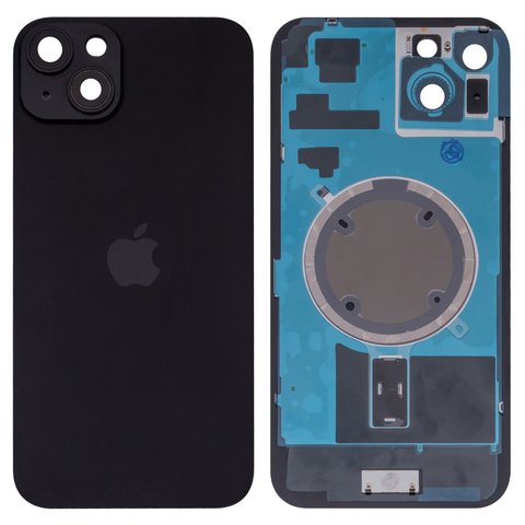 Задняя панель корпуса для iPhone 15 Plus, черная, со стеклом камеры, High Copy