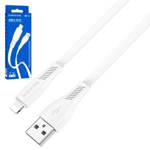USB кабель Borofone BX85, USB тип A, Lightning, 100 см, 2,4 А, белый, #6974443387124