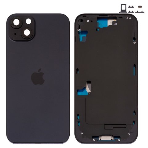 Корпус для iPhone 15 Plus, чорний, з тримачем SIM карти, з боковими кнопками, Original PRC , EU version
