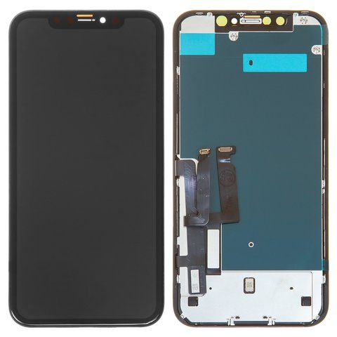 LCD compatible with Apple iPhone XR, black, with frame, AAA, Tianma, with protective screen for display 