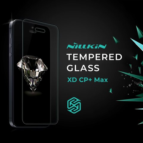 Tempered Glass Screen Protector Nillkin XD CP+ Max compatible with Huawei Mate 20, 0.3 mm 9H, Anti Fingertip, 5D Full Glue, black, the layer of glue is applied to the entire surface of the glass  #6902048167247
