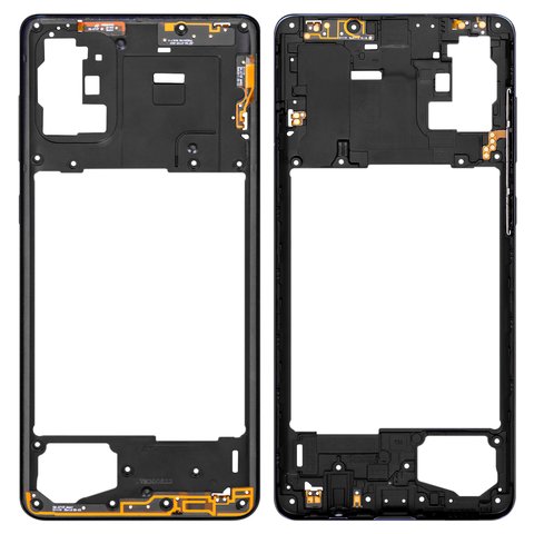 Housing Middle Part compatible with Samsung A715 Galaxy A71, black, with side button 