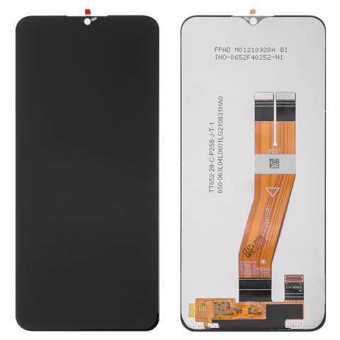 Pantalla LCD puede usarse con Samsung A037F Galaxy A03s, negro, sin marco, Original PRC , con cable plano amarillo, 160,5x72 mm 