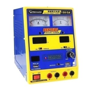 Fuente de alimentación potencia  Mechanic DSP15D5, un canal, transformador, hasta 15 V, hasta 5 A, indicadores combinados