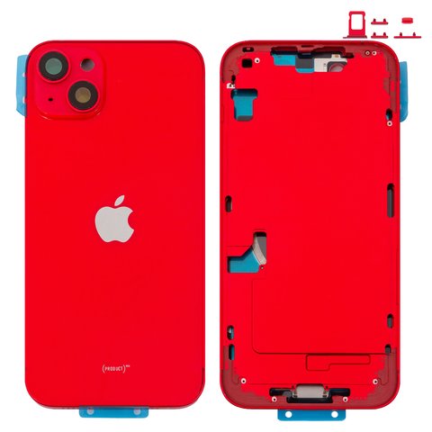 Carcasa puede usarse con iPhone 14 Plus, rojo, con botones laterales,  con sujetador de tarjeta SIM, Original PRC , EU Version, red
