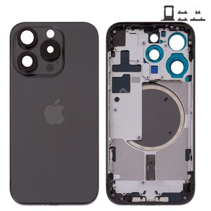 Carcasa puede usarse con iPhone 15 Pro, negro, con botones laterales,  con sujetador de tarjeta SIM, Original PRC , EU Version, black titanium