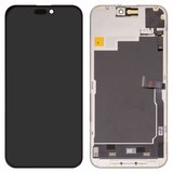 LCD compatible with iPhone 15 Pro Max, (black, with frame, HC, without error, (OLED), DD-OLED OEM soft, 120Hz, diagnosable)