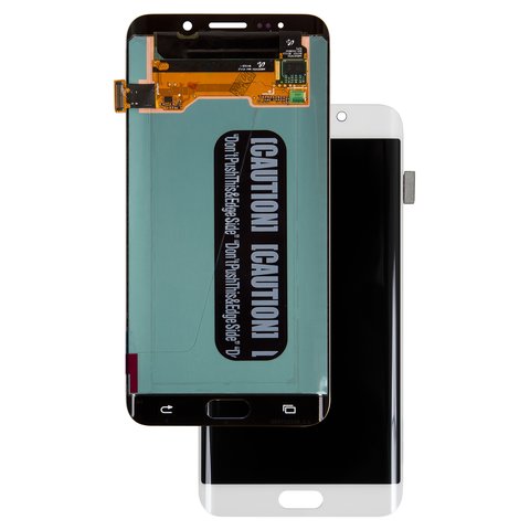 LCD compatible with Samsung G928 Galaxy S6 EDGE Plus, white, original change glass 