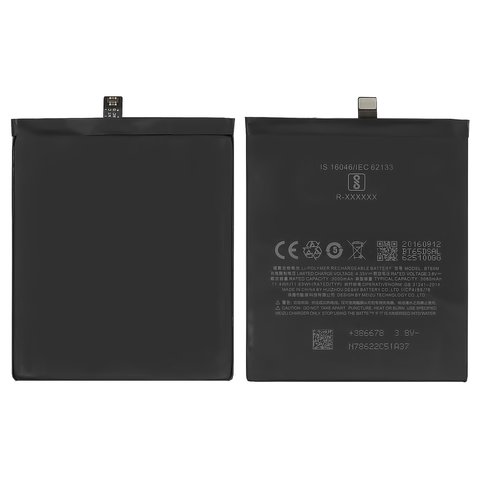 Battery BT65M compatible with Meizu MX6, Li Polymer, 3.8 V, 3060 mAh, Original PRC  