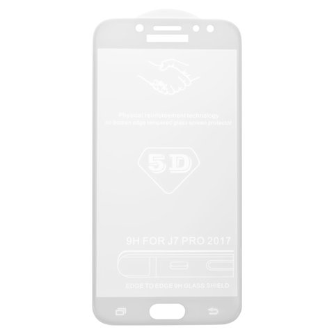 Tempered Glass Screen Protector All Spares compatible with Samsung J730 Galaxy J7 2017 , 5D Full Glue, white, the layer of glue is applied to the entire surface of the glass 