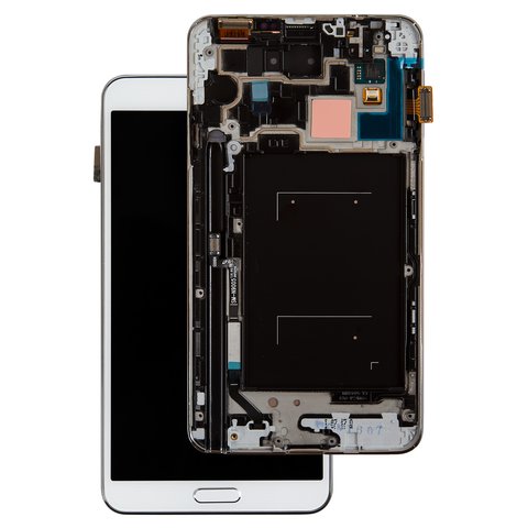 Pantalla LCD puede usarse con Samsung N9005 Note 3, N9006 Note 3, blanco, con marco, original vidrio reemplazado 