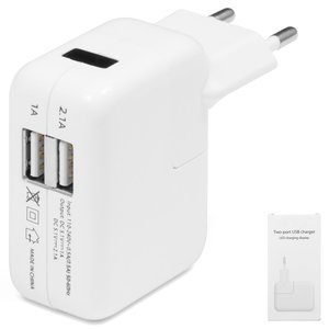 Adaptador de red puede usarse con celulares Apple; tablet PC Apple; reproductores MP3 Apple, 10.5 W, blanco, 2 puertos