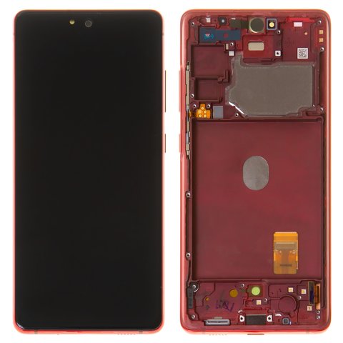 Pantalla LCD puede usarse con Samsung G780 Galaxy S20 FE, rojo, con marco, Original, empaque industrial, #GH82 24220E GH82 24219E