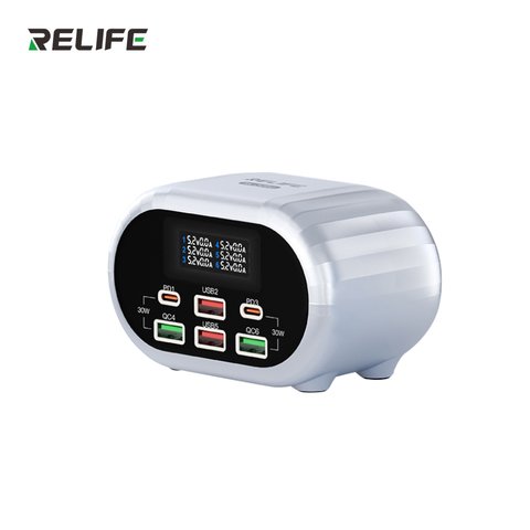 Adaptador de red RELIFE RL 309U, 72 W, Quick Charge, Power Delivery PD , gris, 6 puertos