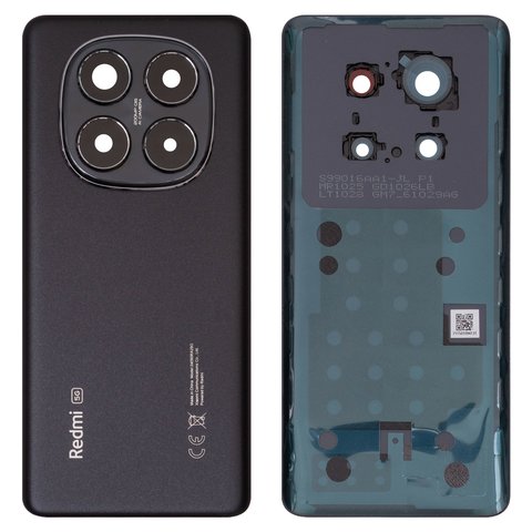 Panel trasero de carcasa puede usarse con Xiaomi Redmi Note 14 Pro 5G, negra, con vidrio de cámara, midnight black