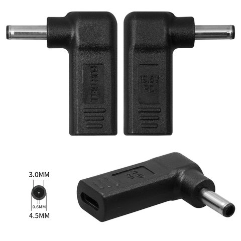 Адаптер для зарядки PD trigger для ноутбуків, 19,5 B, USB тип C, d 4,5 мм, d 3,0 мм, For Dell 