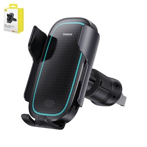 Автомобільний тримач Baseus Milky Way Pro, чорний, на дефлектор, автоматичний затискний механізм, з безпровідною зарядкою, з USB кабелем тип C, 15 Вт, #C40357000111 00