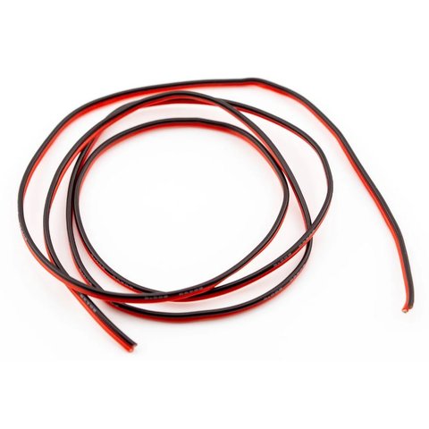 Провод в силиконовой изоляции 2x20AWG, 0,5 мм², 1 м, черный, красный, UL3135