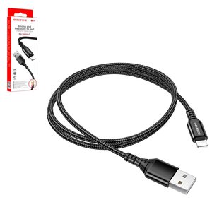 USB кабель Borofone BX54, USB тип A, Lightning, 100 см, 2,4 А, чорний, #6931474745798