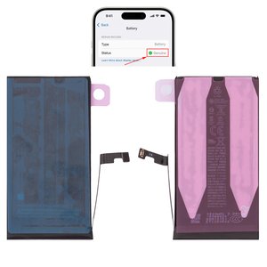 Аккумулятор для iPhone 15, Li ion, 3,876 B, 3500 мАч, повышенная ёмкость, без ошибки, A3018 , genuine IC