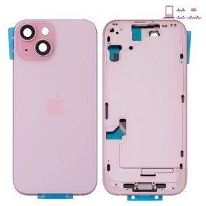 Корпус для iPhone 15, розовый, с держателем SIM карты, с боковыми кнопками, Original PRC , EU version